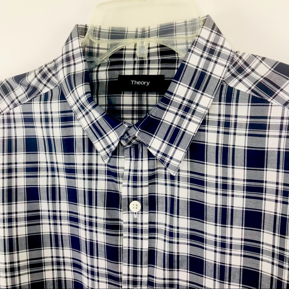 Mens Theory Long Sleeve Plaid Shirt